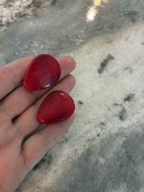 MCM vintage richelieu Red Teardrop Clip-On Earrings